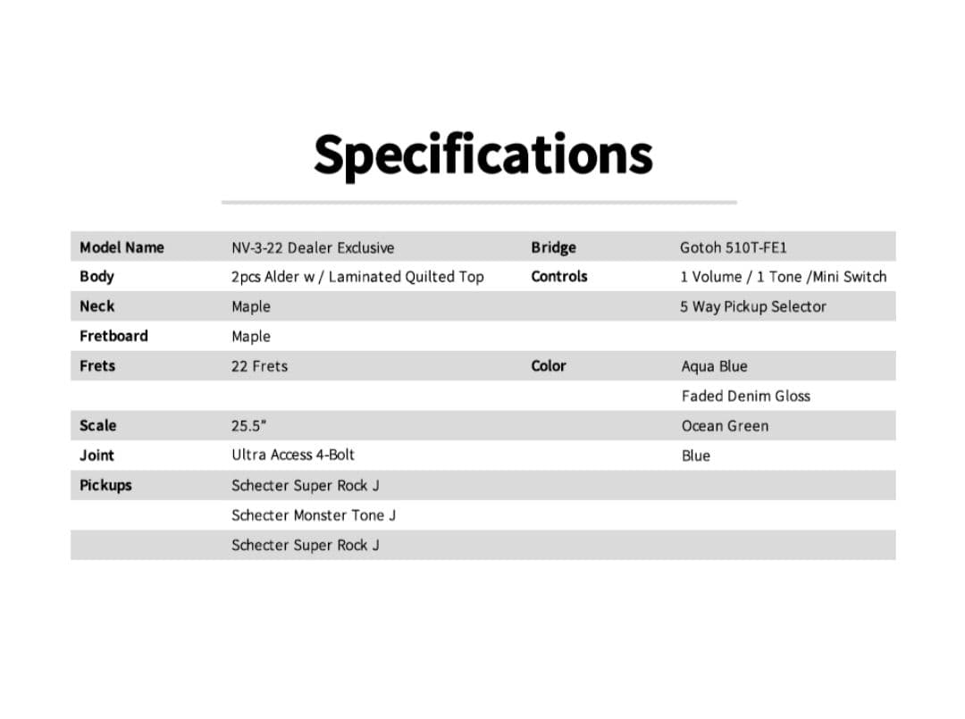 【レア】SCHETER NV-3-22-VTR-AL★（Fender好きな方も）
