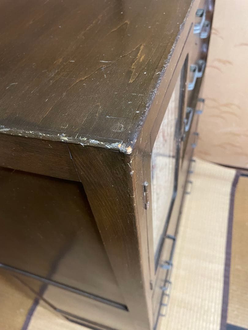 little meさん専用木製 箪笥 7段引出し ガラス扉付鍵付き 昭和レトロ