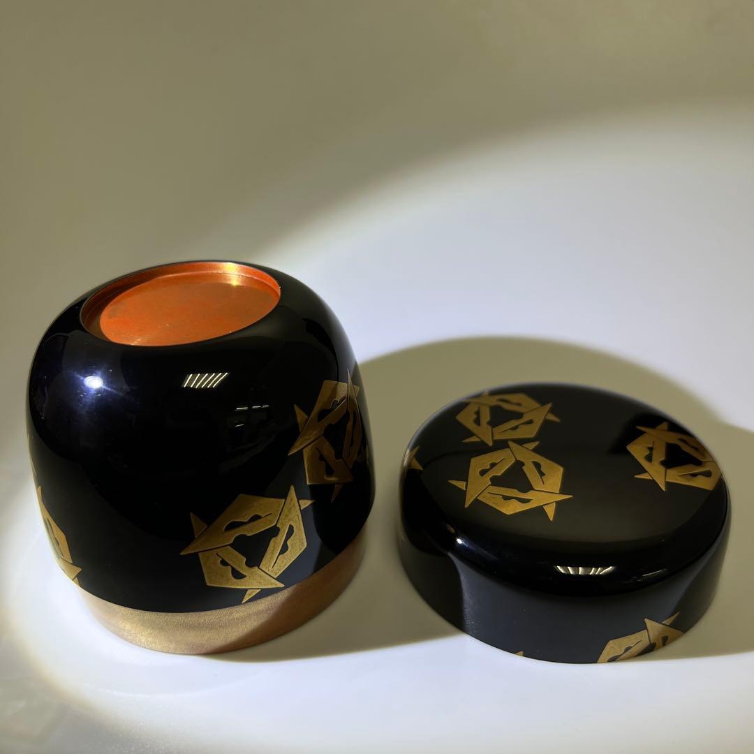 専用　即中斎書付有　内朱塗ウロコ鶴大棗　共二重箱　東Y8-0105☆1Fトトオオ