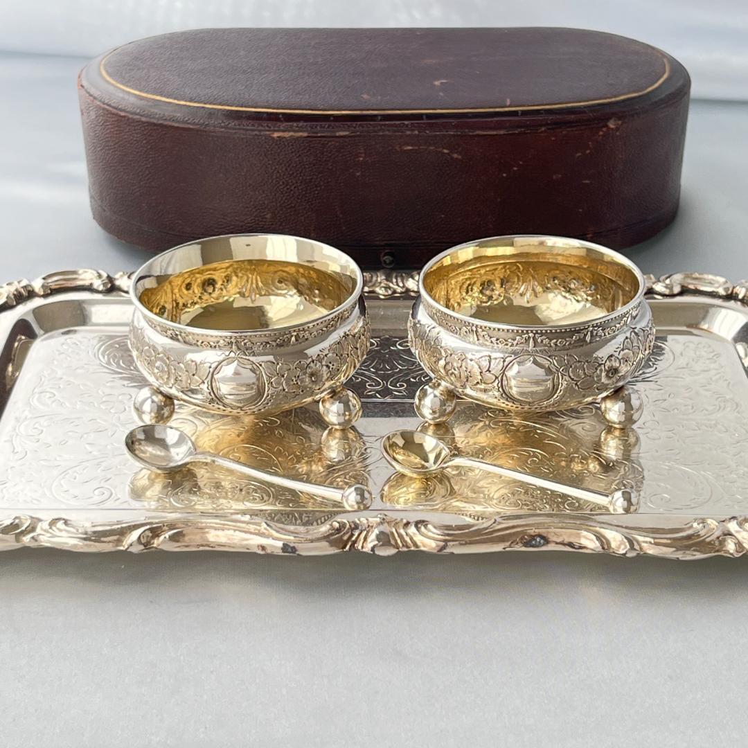 【Atkin Bros】 ビクトリアンのソルトポット / スプーン ペア