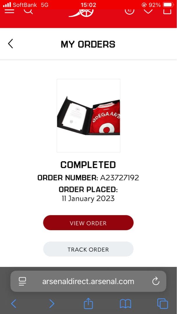 22/23 アーセナル ユニフォーム　ウーデゴール直筆サイン入り　アーセナル公式