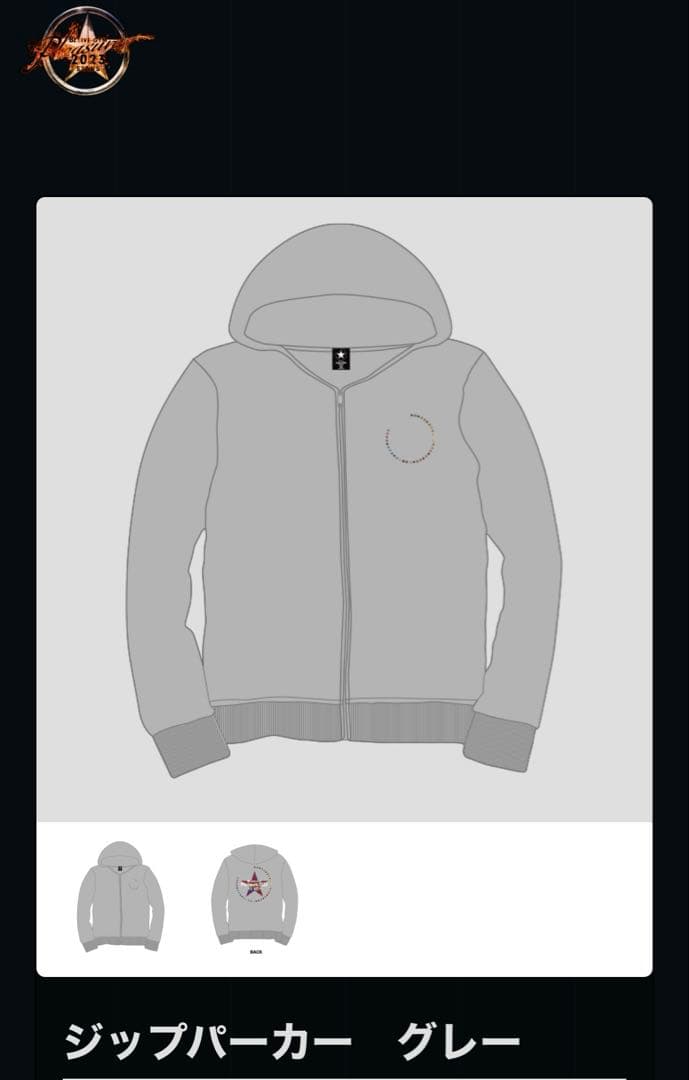 B'z pleasure2023\"STARS\"ジップパーカー　グレー　Ｌサイズ