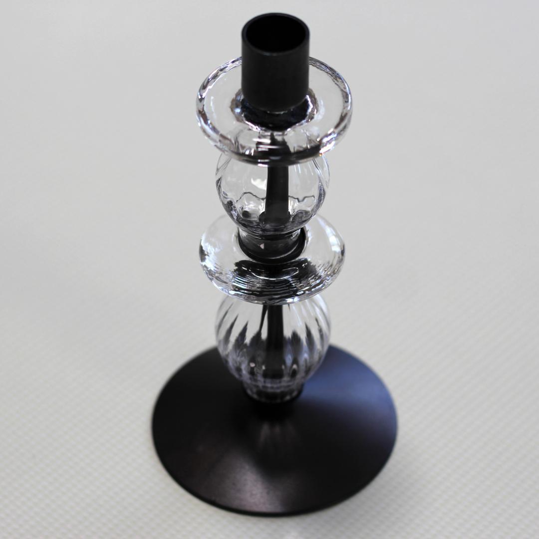 【美品・刻印】エリックホグラン　キャンドルスタンド オニオン型2段　クリア 01