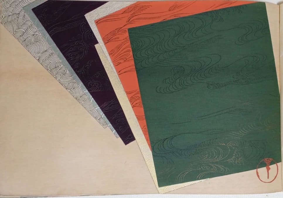 琳派神坂雪佳の稀版画図案画帖ちく佐（弐)図案版画12図柄揃い明治34年出版