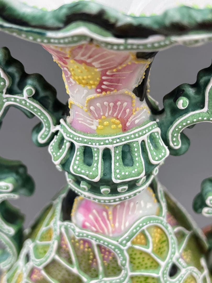 オールドニッポン アールヌーボー 花紋 一陳盛り 花瓶 明治期 里帰り