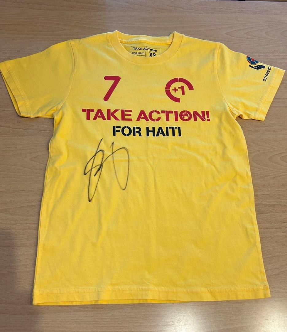 中田英寿　直筆サイン入り　ジュニアTシャツ Take Action