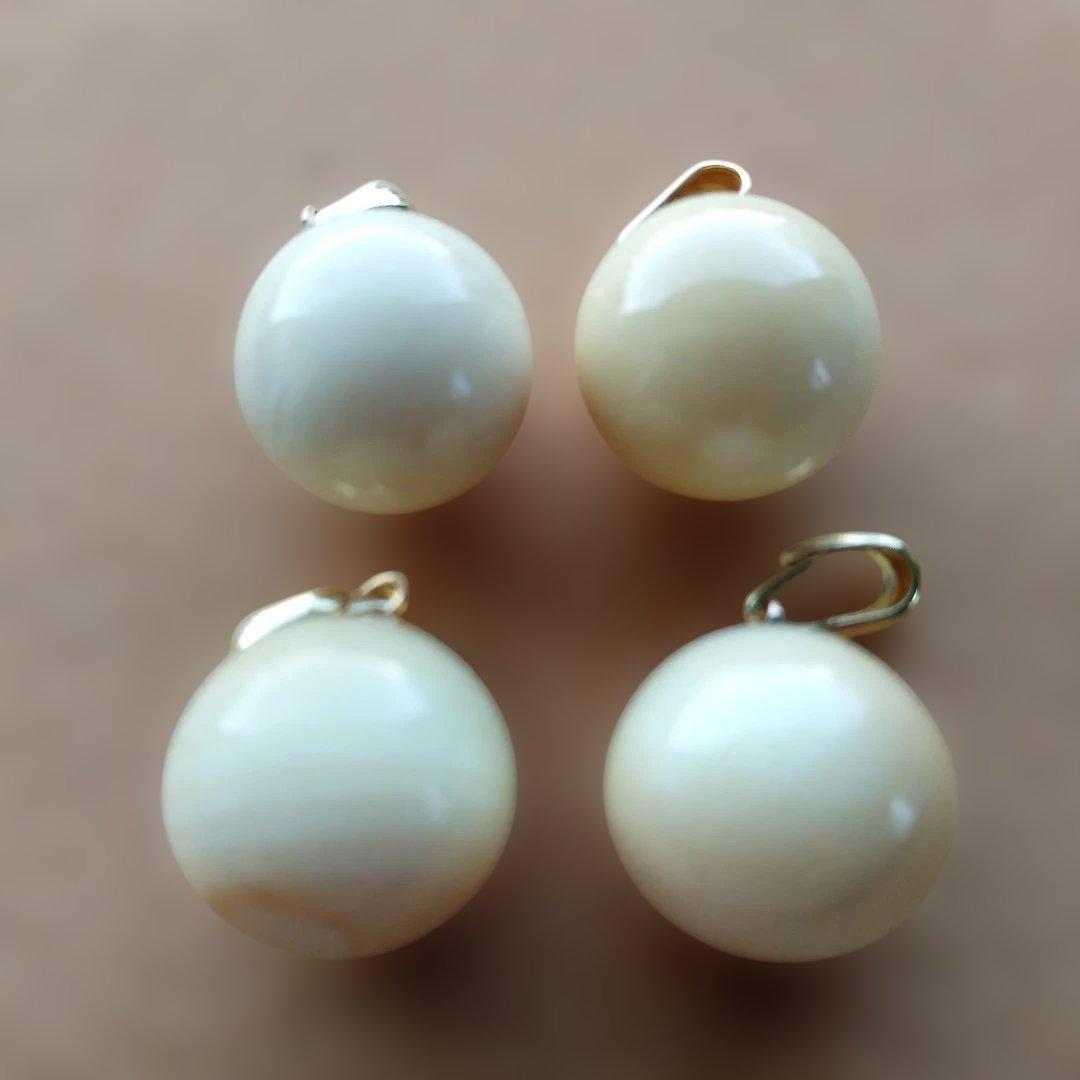 鯨歯　マッコウクジラ　牙玉ペンダントトップ　11.5㎜　10個　②