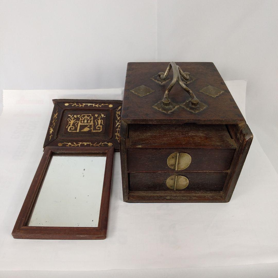 李朝化粧箱　李朝民芸家具　李朝家具　化粧箱　収納箱　木製箱　木箱　木工