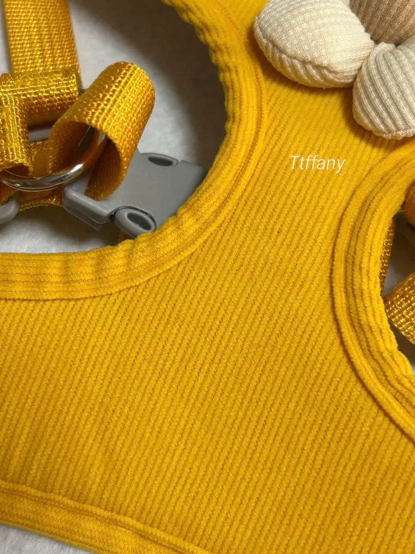 D2／イエロー ハーネスリード 花装飾付きMサイズ