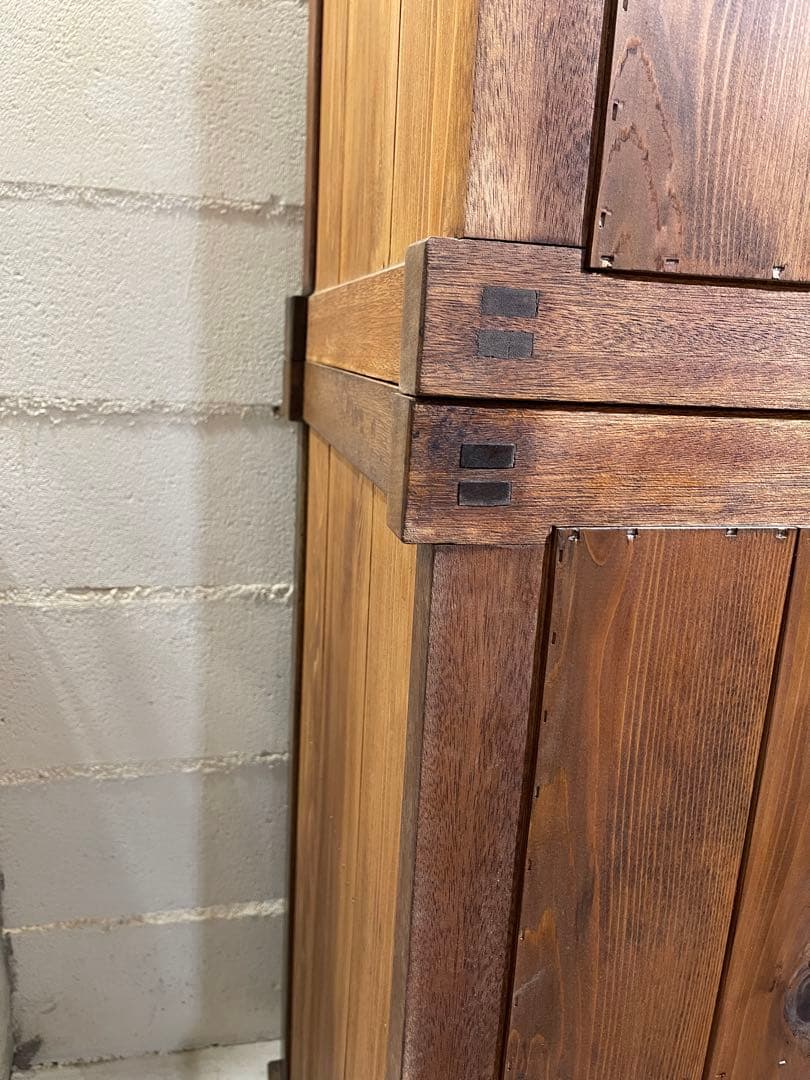 水屋箪笥　稀少　当時物　大型　ガラス棚　食器棚　収納棚　上下分割　什器　古家具