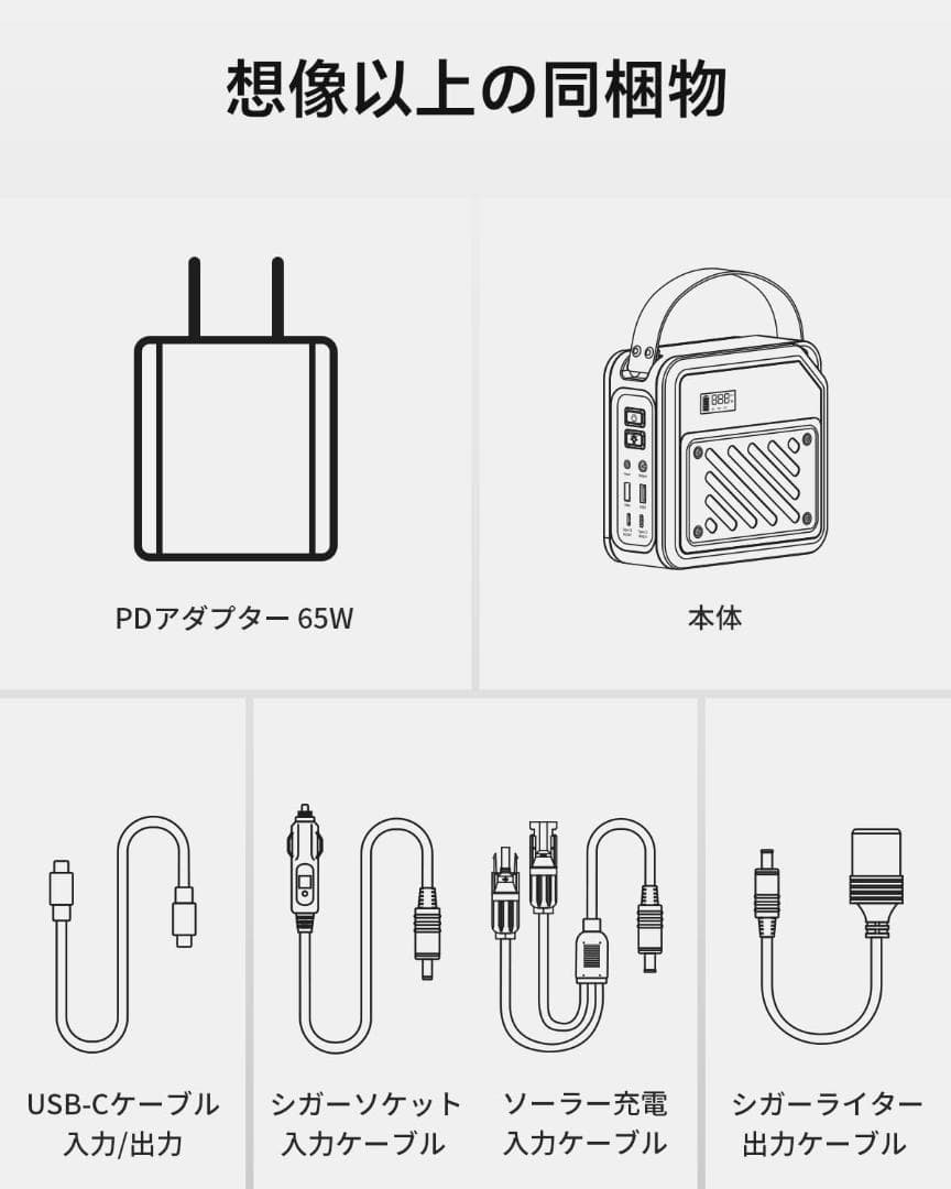 ポータブル電源 ポタ電 大容量 60000mAh 同時最大出力268W 蓄電池
