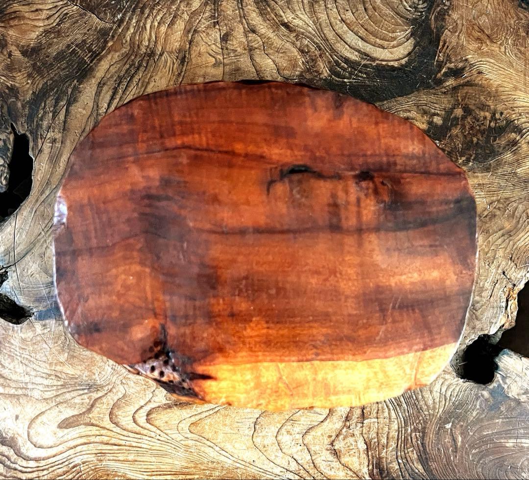 小型 古木 根卓 透かし彫り 花台 香台 盆栽台