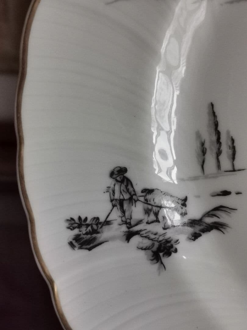 最終1枚☘ヴィンテージ リモージュ ベルナルド トワルドジュイ柄ウェーブφ25㎝