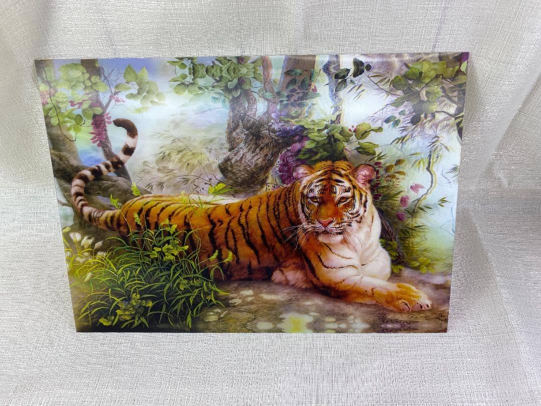 立体アート３点　額縁１点　虎 山の風景 桜風景　cc746