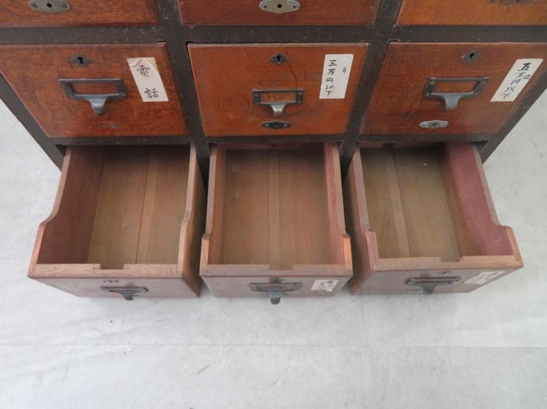 ヴィンテージ■3列5段薬箪笥■古家具■小引き出し■ネームプレート■レトロ