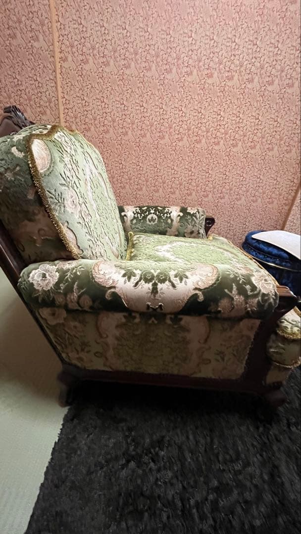 オールドカリモク 金華山 シングルソファ アンティーク 猫脚 1人掛け 椅子