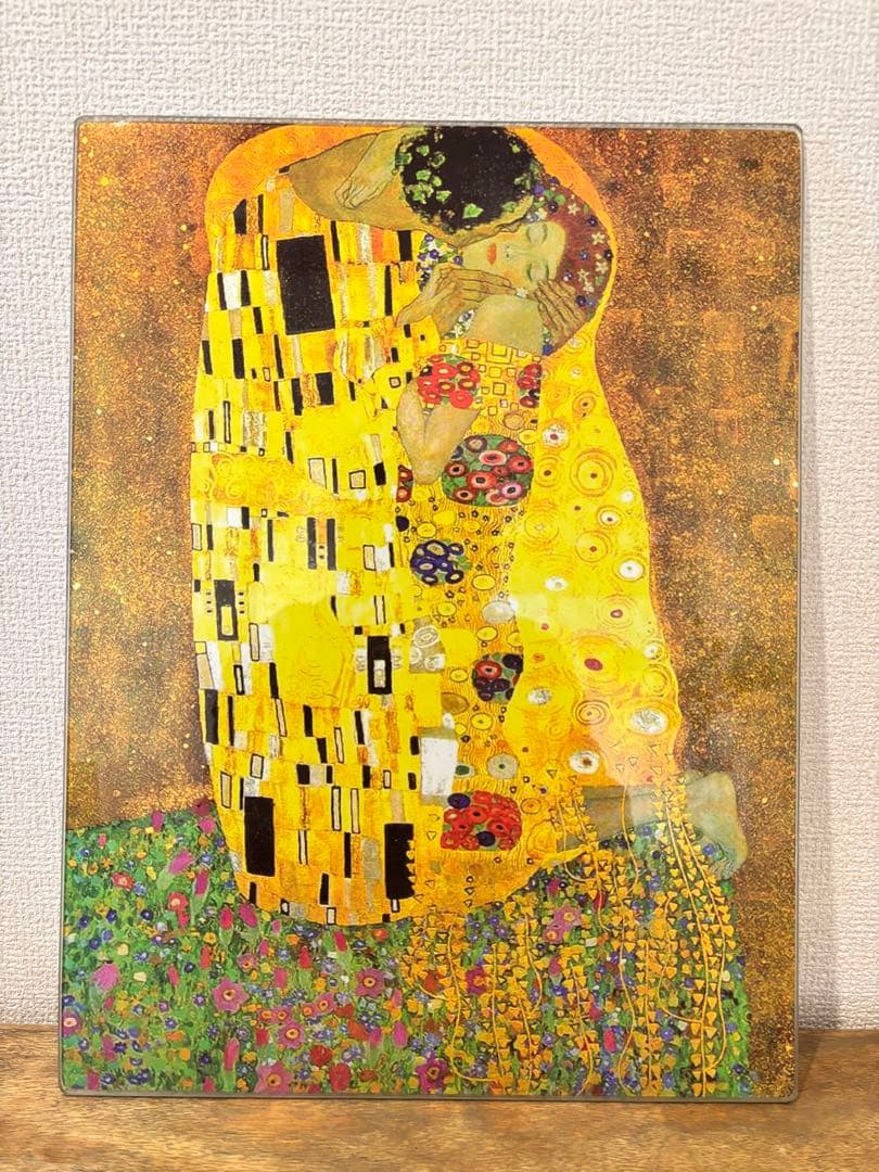 アートパネル　接吻 グスタフ・クリムト ガラス板アートプリント　インテリア