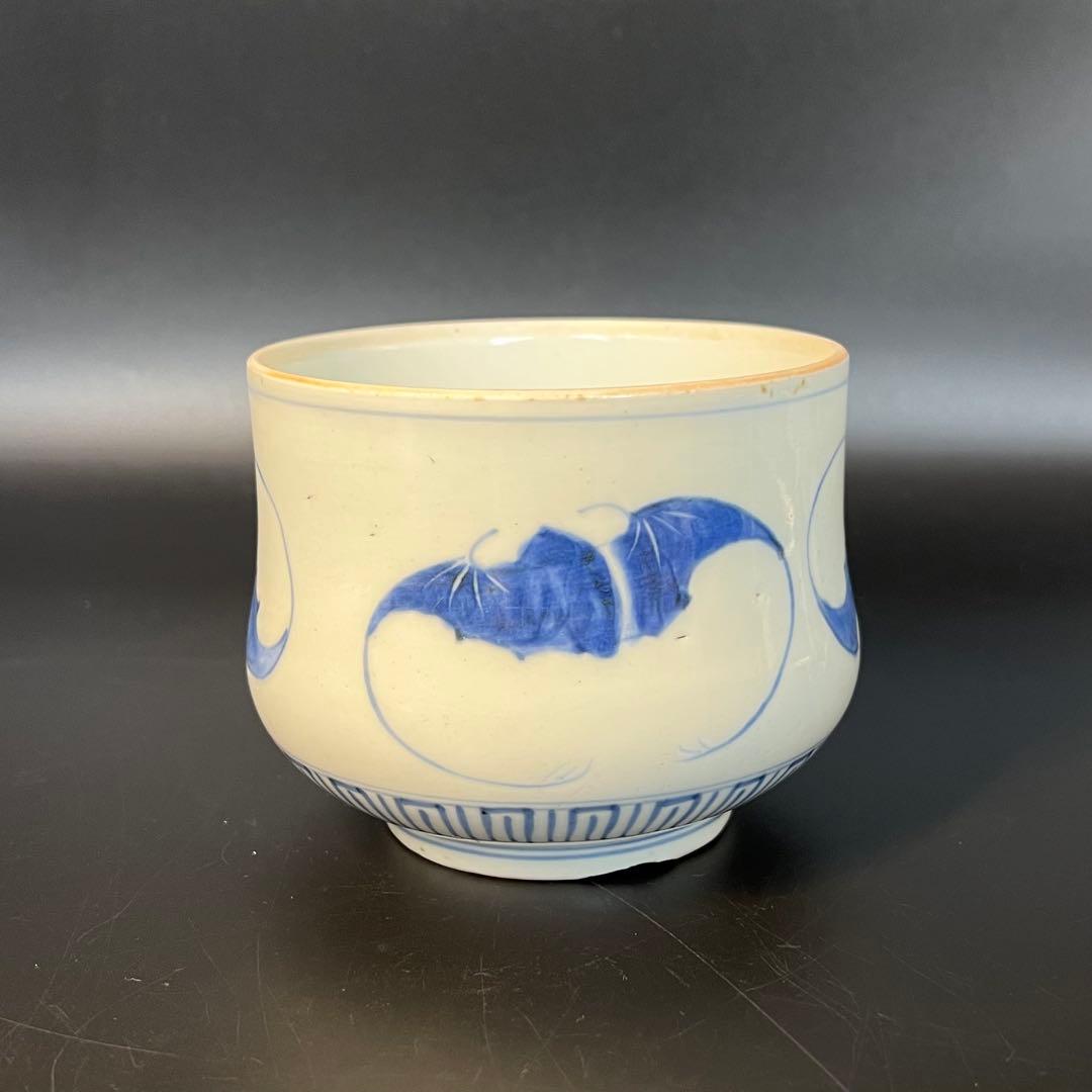 江戸後期 染付 蝙蝠文 抹茶碗形 吉祥文様 数寄者好み 珍品◎古美術庵々