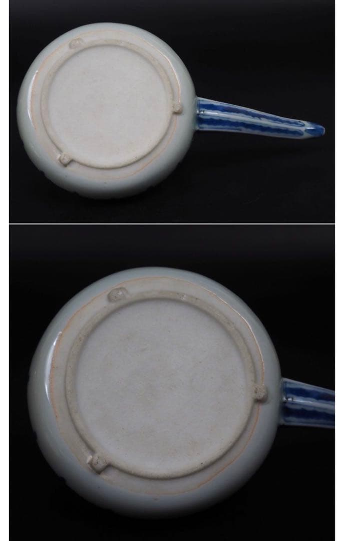 送料無料　江戸期嘉永6年（咸豊年相当）青華銚子/茶注（長口茶壷）完品無傷本物保証