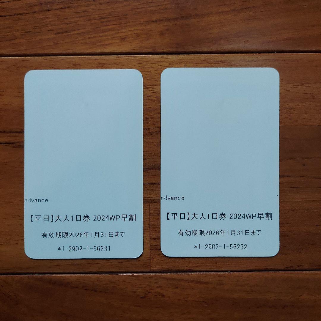 ハチ・ハチ北リフトチケット 平日大人1日券 2枚セット