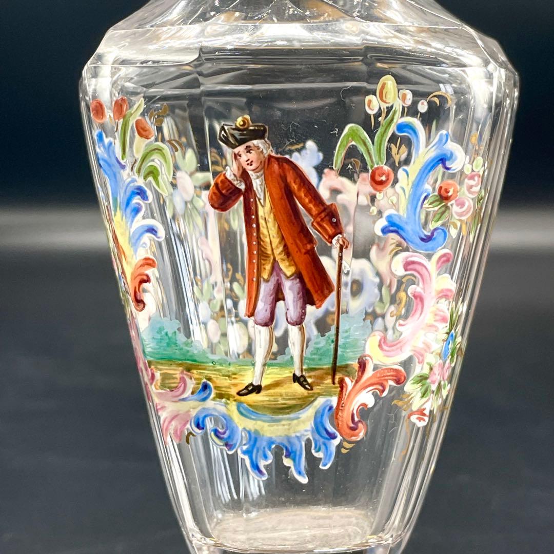 Lobmeyr ロブマイヤー 金彩エナメル 花柄 貴婦人 花瓶 ペアセット