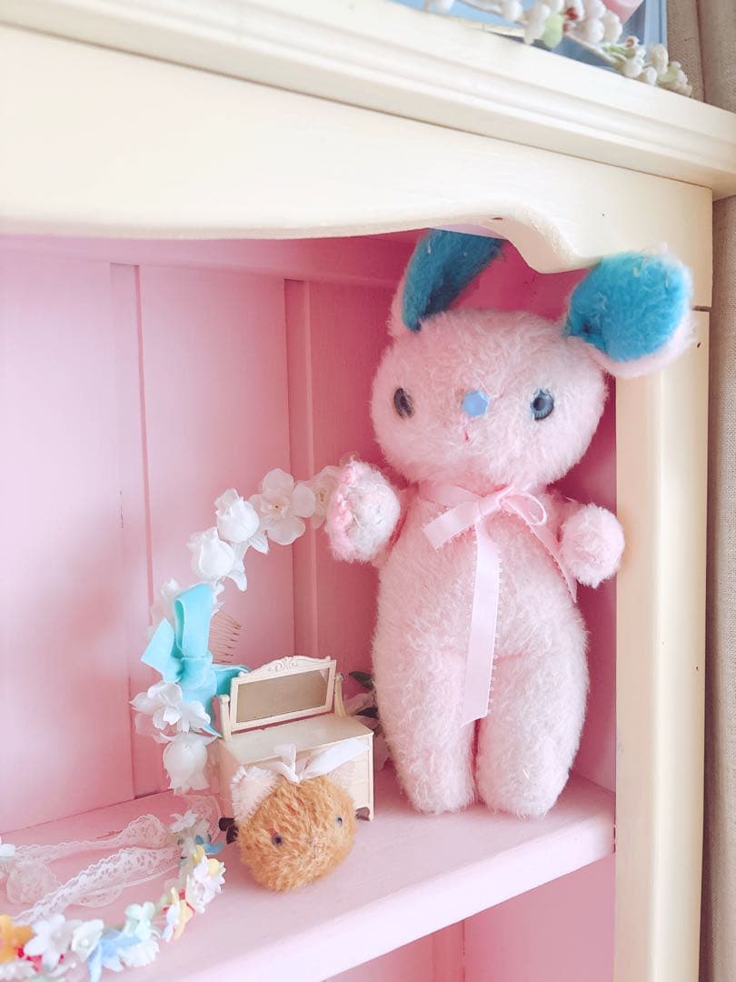 パステルピンク 花 バニー ぬいぐるみ ヴィンテージ