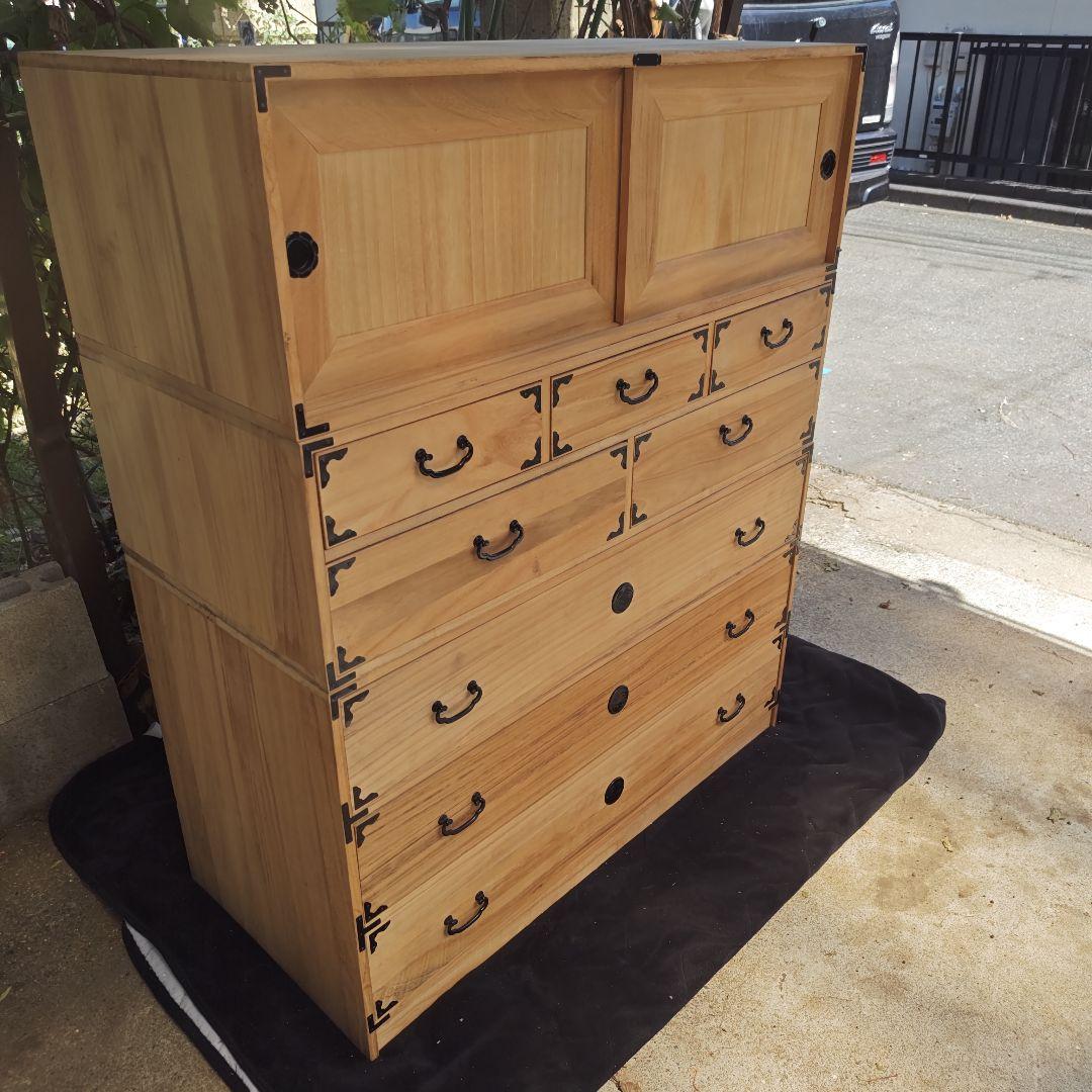 昭和レトロ 高級三段総桐タンス 古民家 当時物