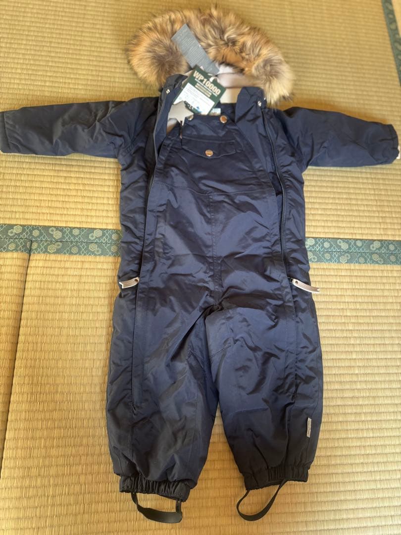 ネイビー 子ども用 スキーウェア ファー付き