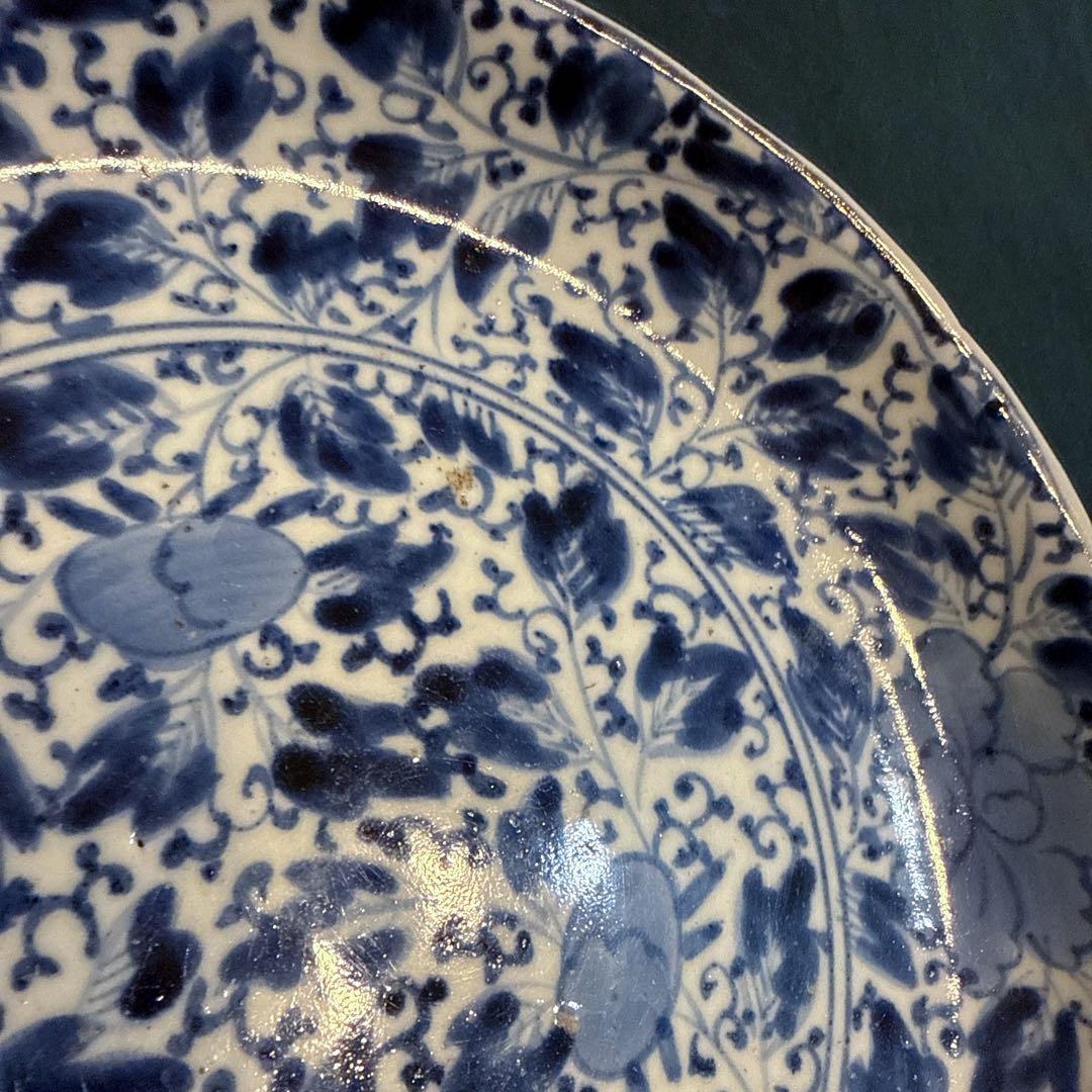 古伊万里　染付　総花唐草　8寸皿