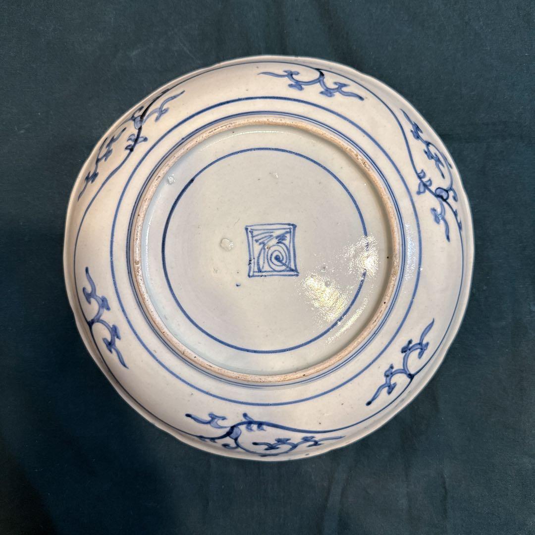 古伊万里　染付　総花唐草　8寸皿