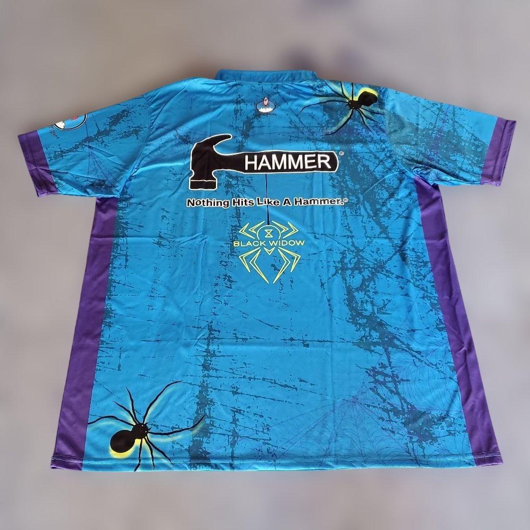 ✨新品✨ボウリングウェア　【5XL】　ブラックウィドー　ハンマー　ブルー　大きめ