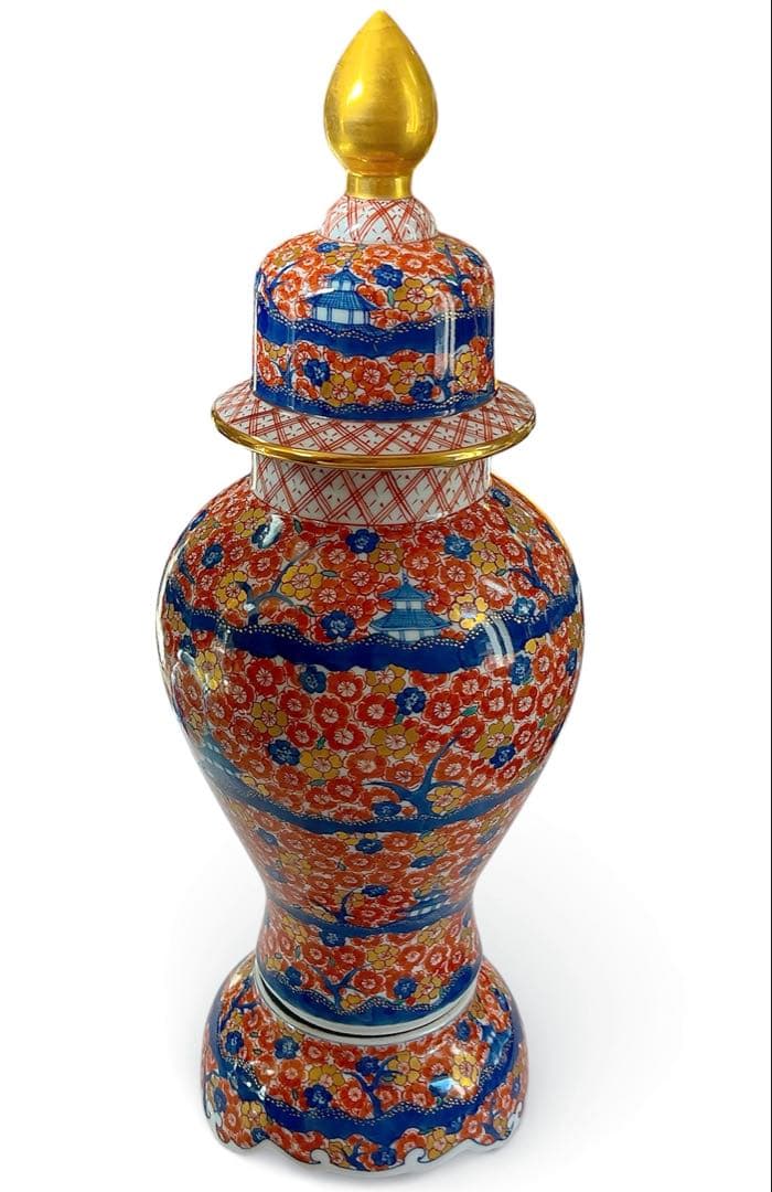 『有田焼』伝統工芸・総手描き古伊万里様式金欄手壺・陶芸作家 藤井錦彩 作