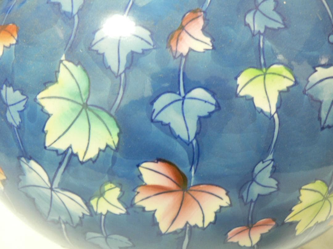 古許窯 菊水作　色絵 大花瓶・花器　壺　花入れ・送料込！
