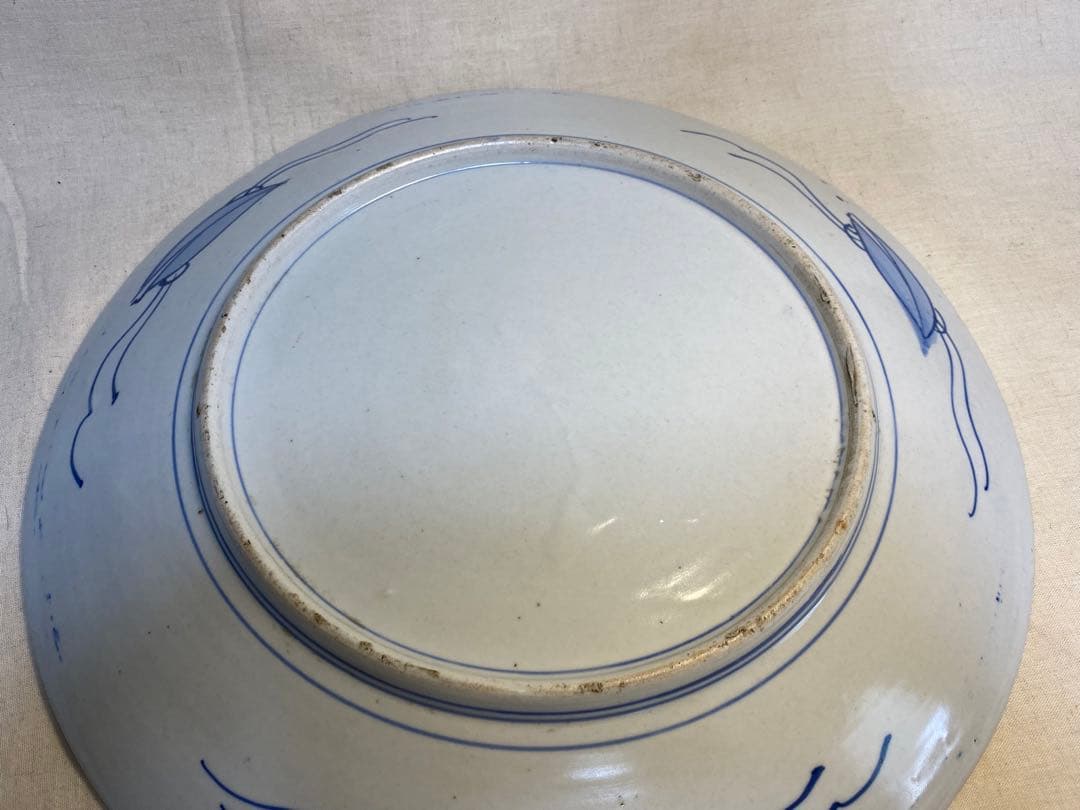 伊万里　古伊万里　色絵　大皿　花の図　蝶の図　1客