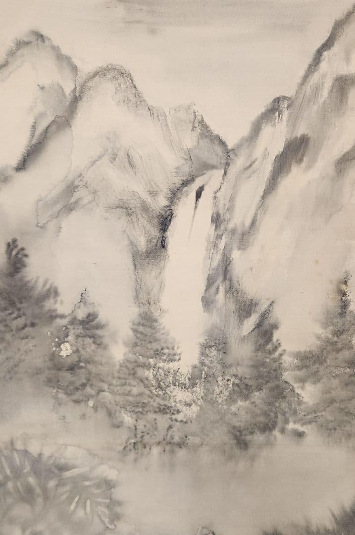 【月下に狐図】源光 2666 キツネ 掛け軸 肉筆