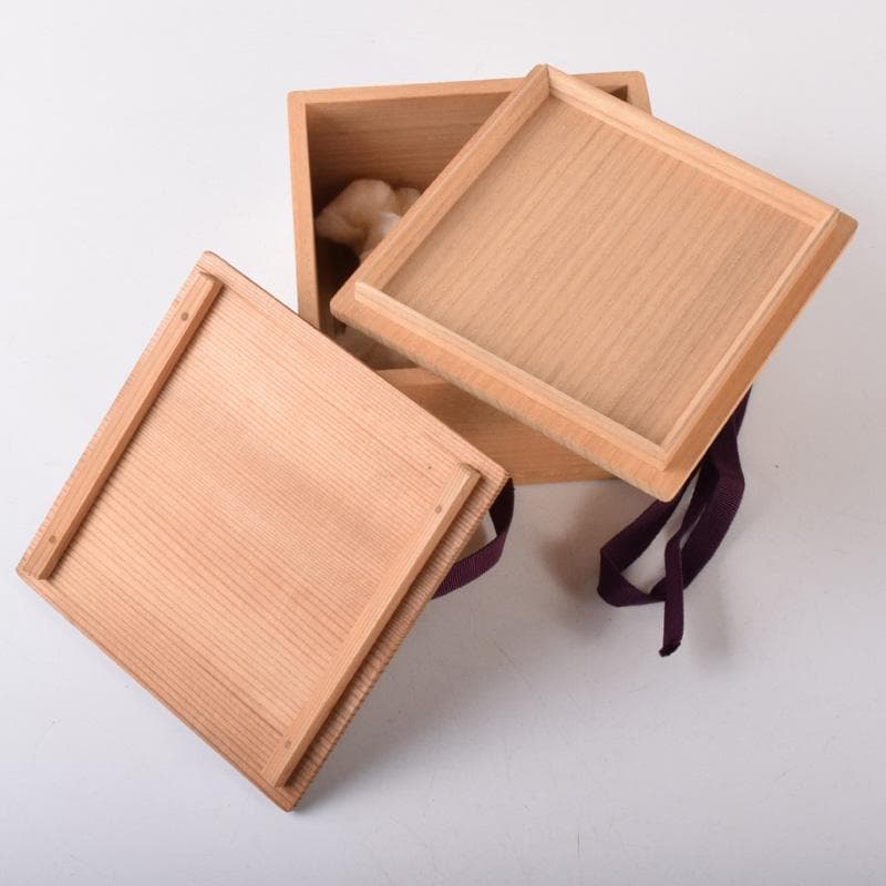 茶道具　楽焼　小川長楽造　花蟹文　赤楽平茶碗　夏茶碗　時代箱　C　7393