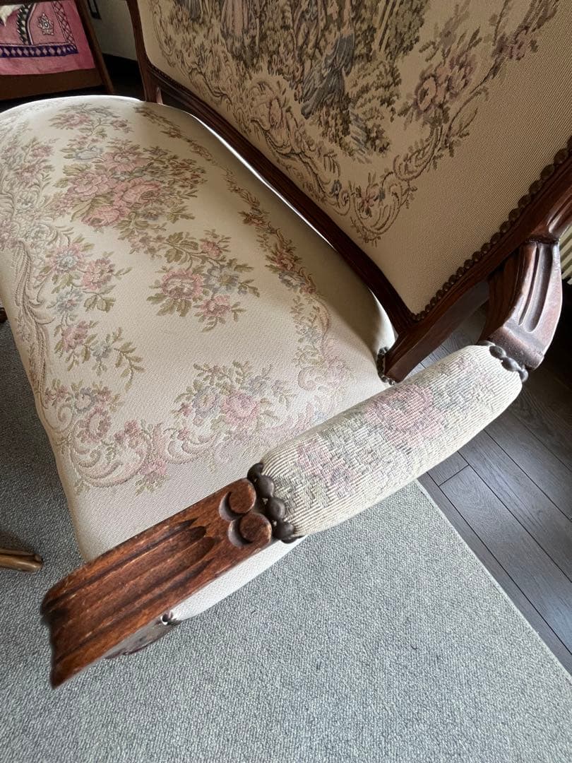 ①バラ売り不可　①〜④セット販売のみ　ロココ調 ゴブラン織り 猫脚　応接セット