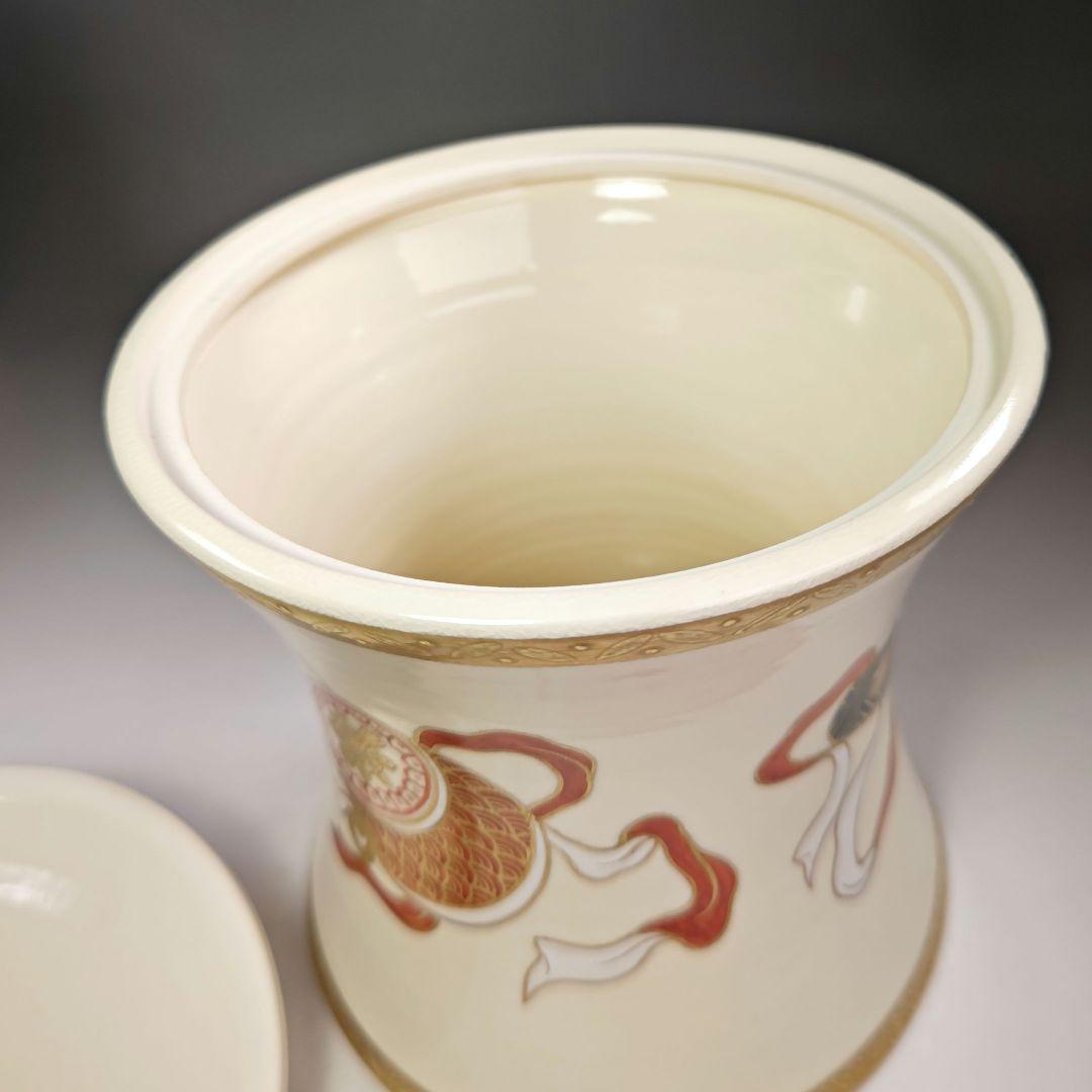 イ696 水指『平安　山岡善昇造』『色絵鼓形楽器尽くし　水指　共箱』茶道具