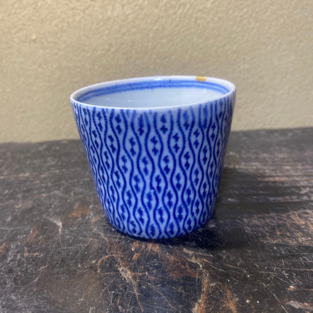 青と白の波模様 お猪口6cm5.5cm
