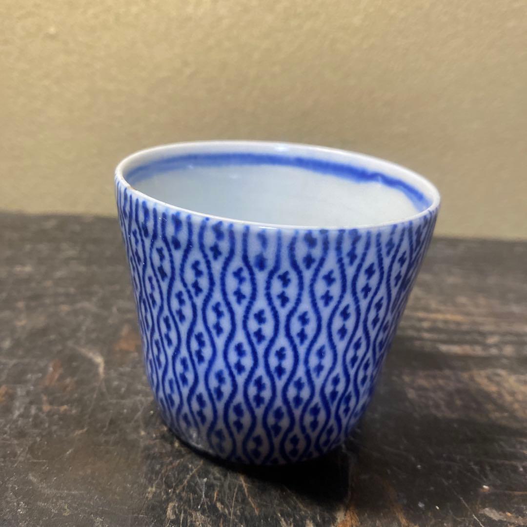 青と白の波模様 お猪口6cm5.5cm