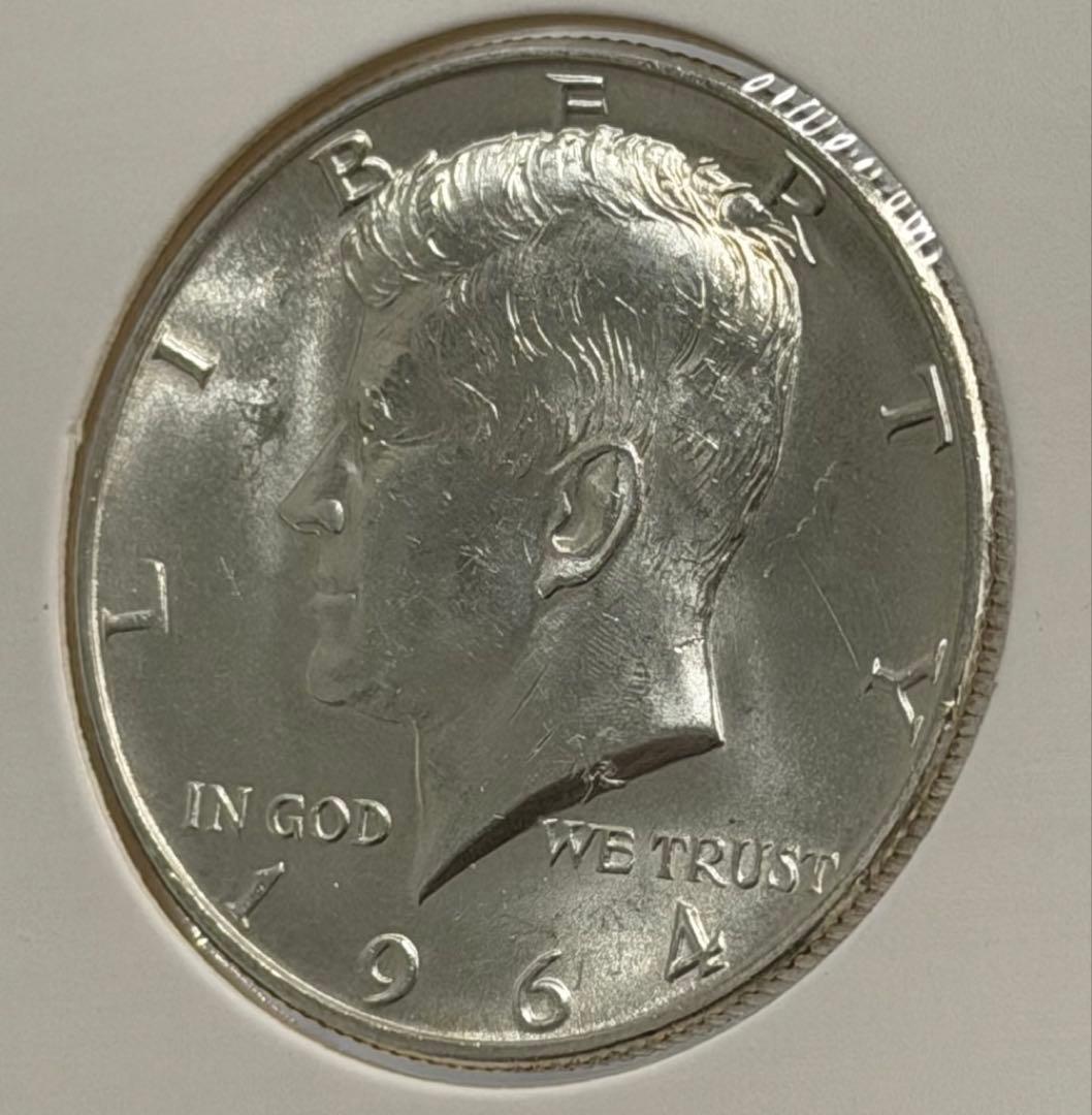 1964年ケネディハーフダラー銀貨（ミントマークＤ）ハイグレード