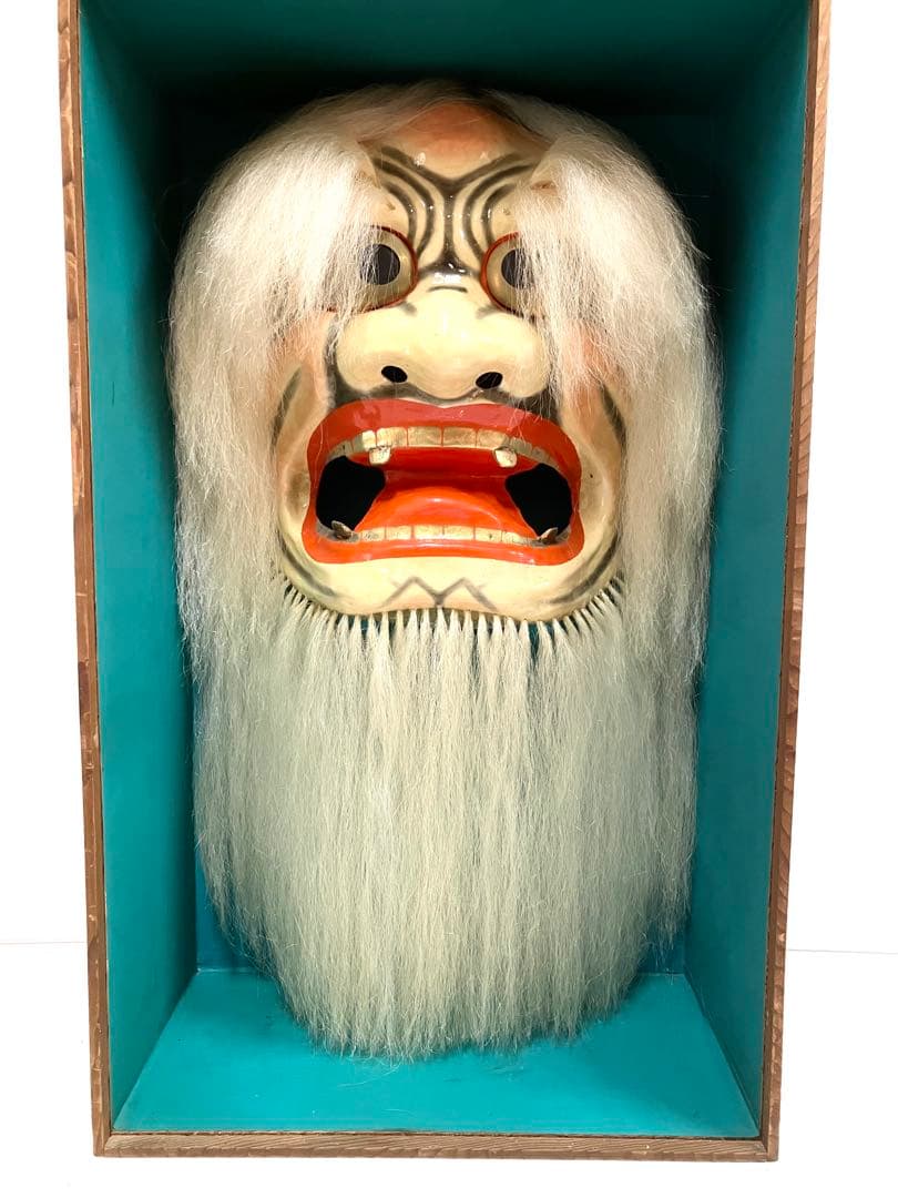 石見神楽面◆荒神面◆特大ケース入 石見銀山 郷土研究家 山根俊久先生 贈呈記念品