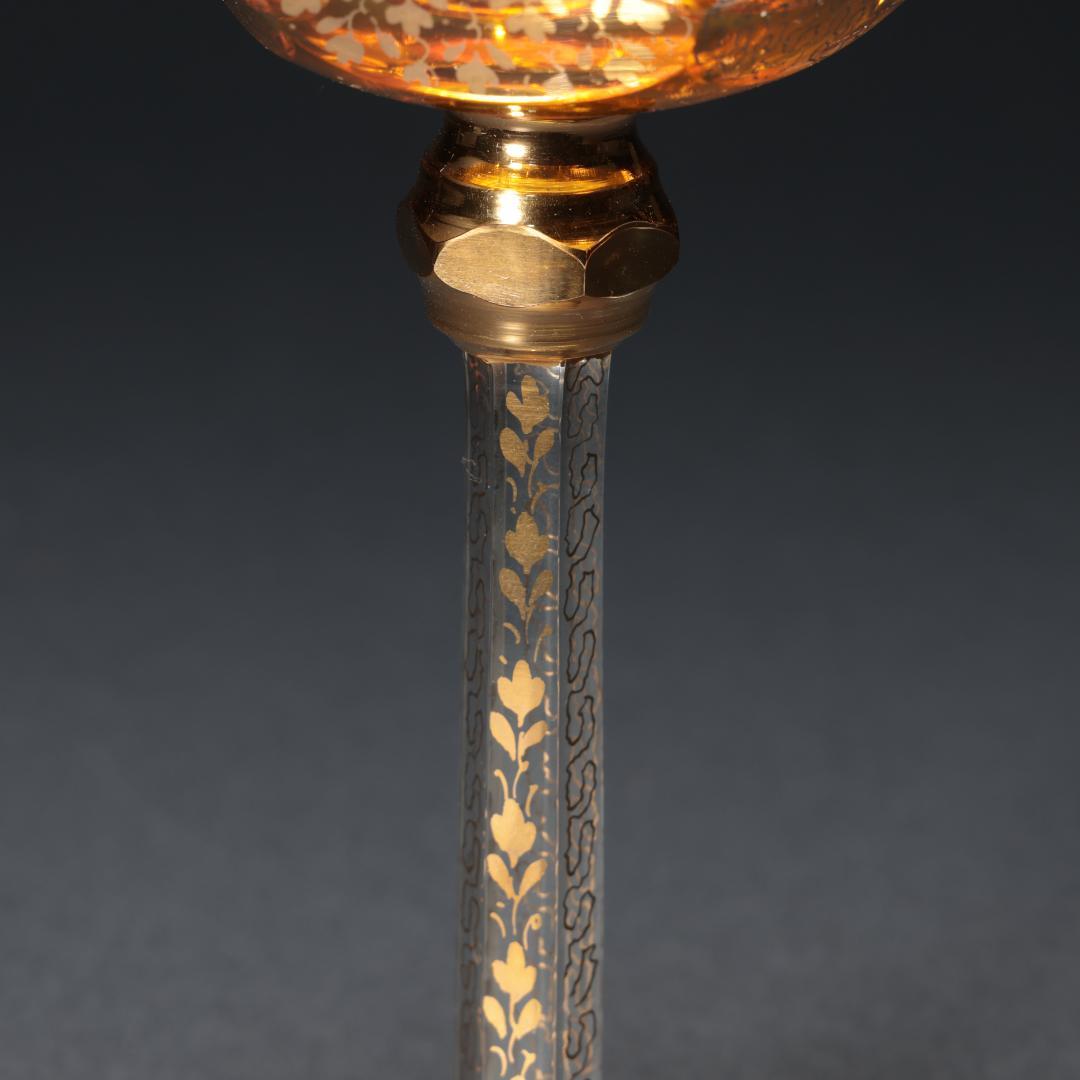 アンティークグラス　ボヘミア　金彩　琥珀色　R1289ダI