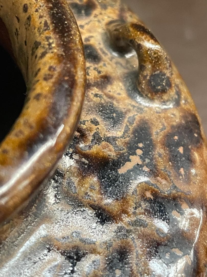 丹波焼 大上昇 立杭 時代物 花瓶 四耳壺 華道具 花器 飾り壺 在銘 古玩