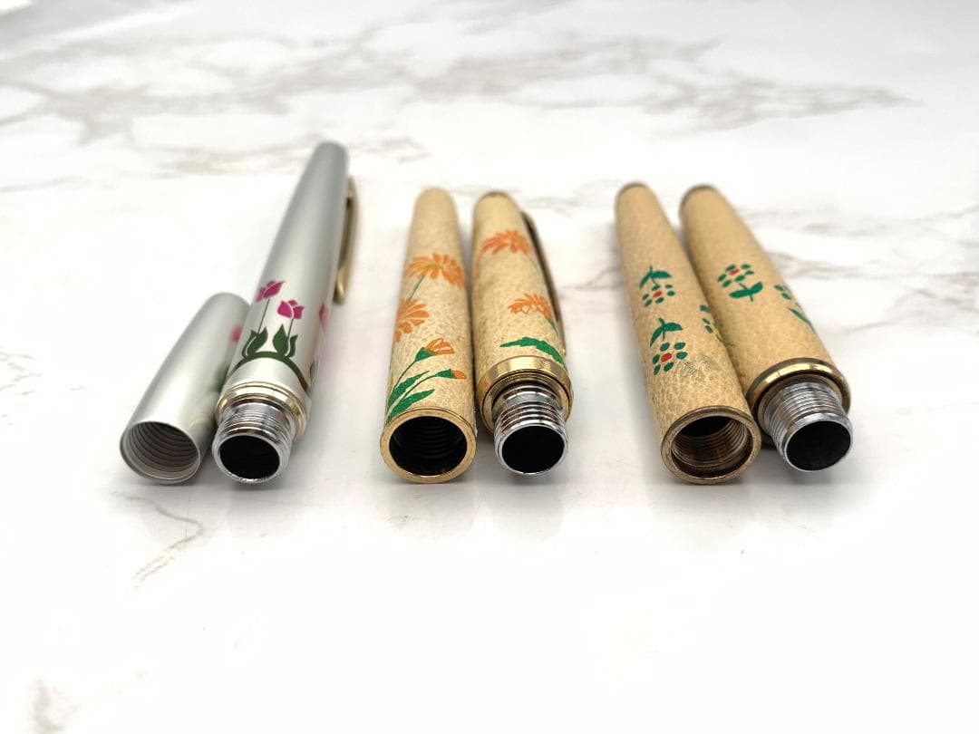 【３本まとめ】18K　花柄万年筆　昭和レトロ　ペン先無し