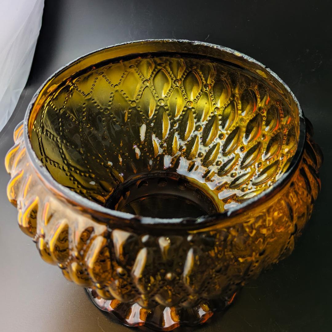 アンバー滴模様ガラスシェード ビンテージ ランプ用 コールマンCQ アラジン等