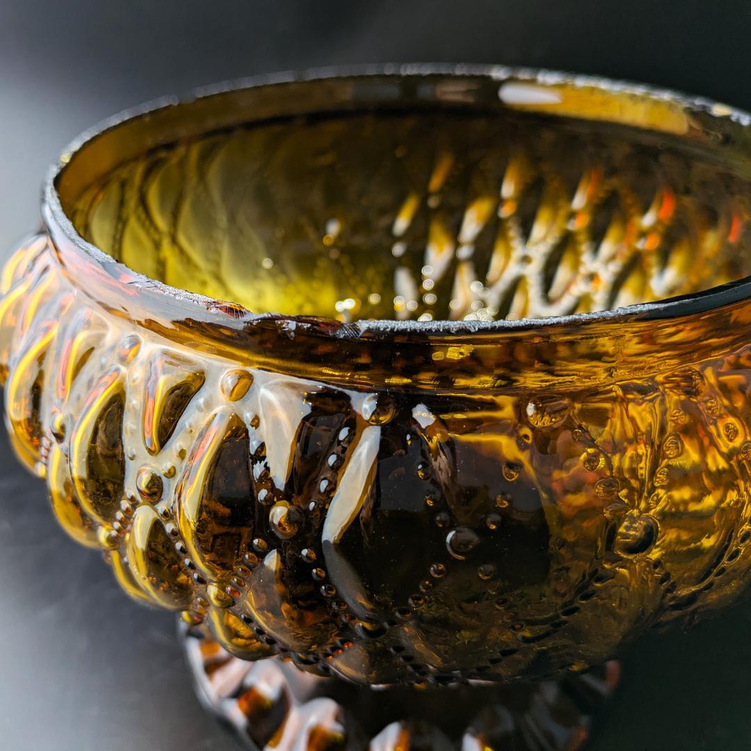 アンバー滴模様ガラスシェード ビンテージ ランプ用 コールマンCQ アラジン等