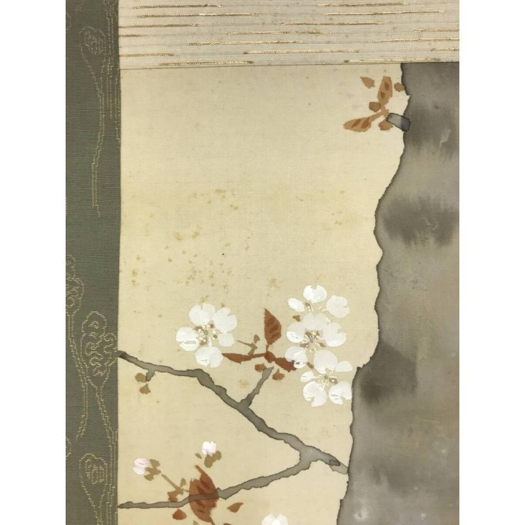 真作/山田耕雲/桜花小禽図/花鳥図/春の掛軸/掛軸/名家伝来/AK-706