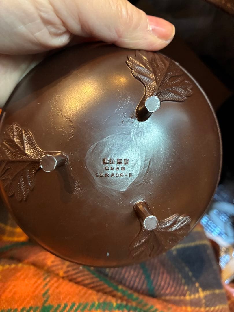 香炉　金属製(磁石つかない) 手彩色ケース付　線香立て　仏具　茶道具