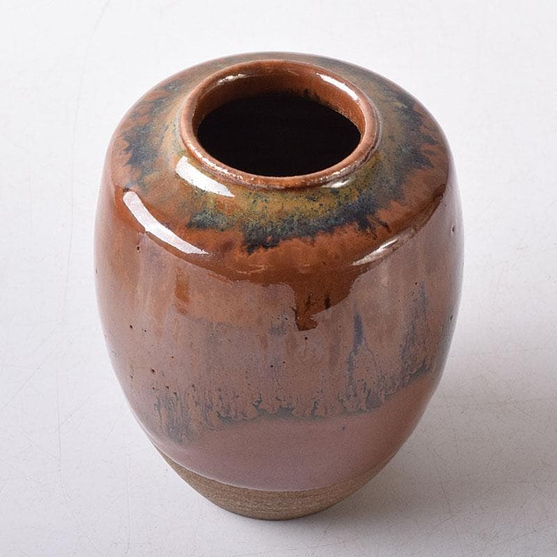 茶道具　京焼　平安　森岡嘉祥造　高取釉　茶入　仕覆付　共箱　V　7682